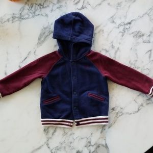 Red/Blue Button Front Hoodies, Size 12 Months